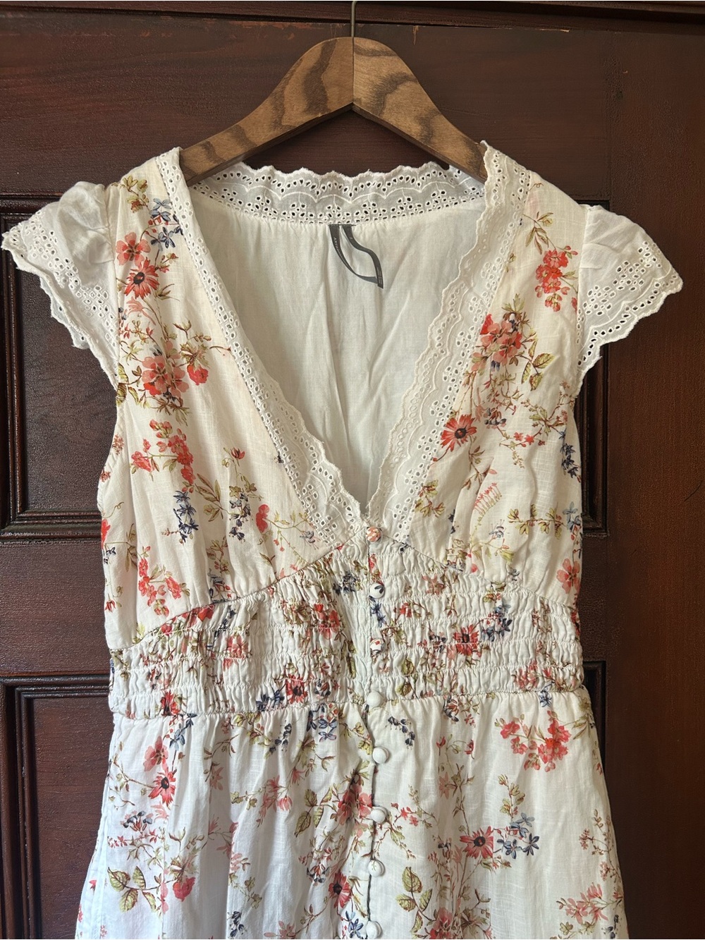 Anthropologie Peregrine Tiered Deco Floral Midi Dress Lace Eyelet - Picture 6 of 9